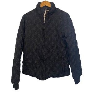 Horny Toad Womens Floral Quilted Puffer Jacket Black Size Large
